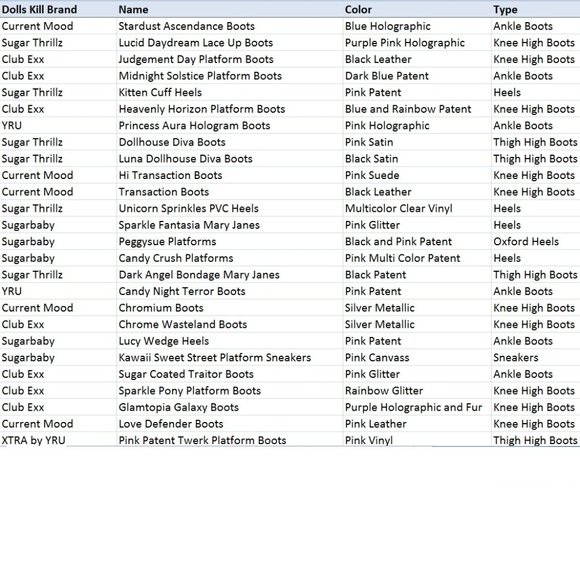 ISO Dolls Kill Shoe Buy List - 75+ Pairs!Sell Me Your Size 10, 11, 12 Shoes =)